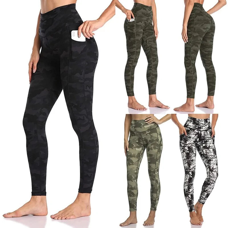 Women's High Waisted Camo Yoga Leggings with Pockets