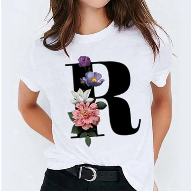 26 Letter Printed Women's T-shirts