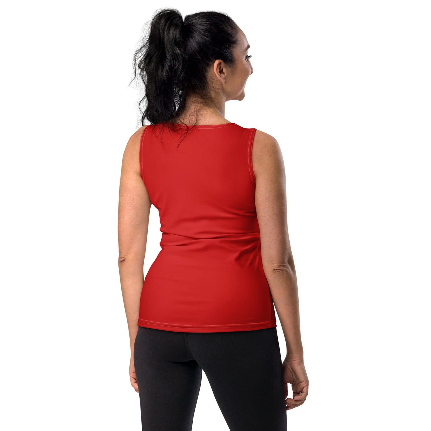 Womens Stretch Fit Tank Top - Vibrant Red Sleeveless Athletic Shirt for Workout